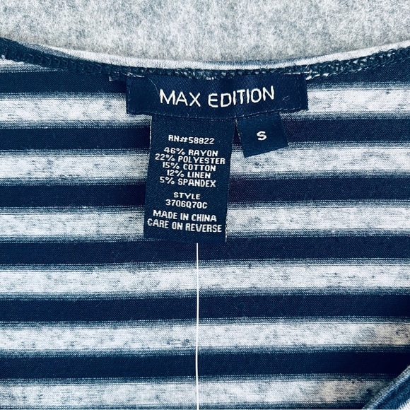 MAX EDITION Striped Dress / Tunic Navy Blue Grey Size Small NWT - Picture 4 of 9